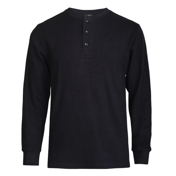 Men's Waffle-Knit Cotton Henley Thermal Shirt