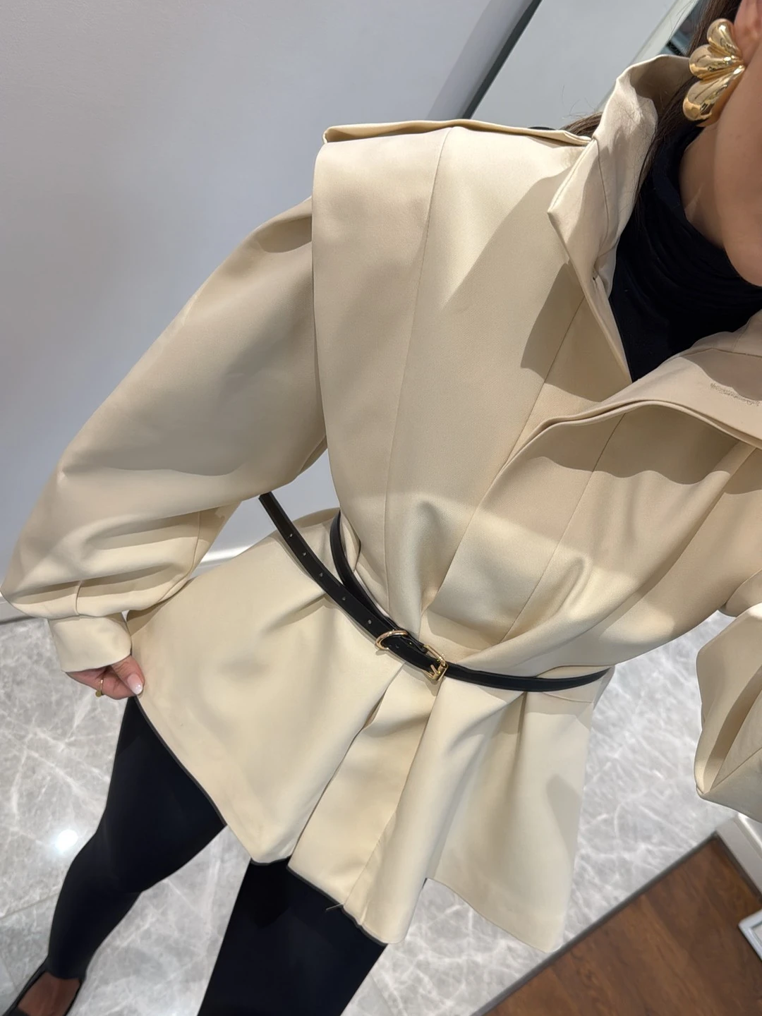 Women's Cotton-Blend Oversized Trench Jacket
