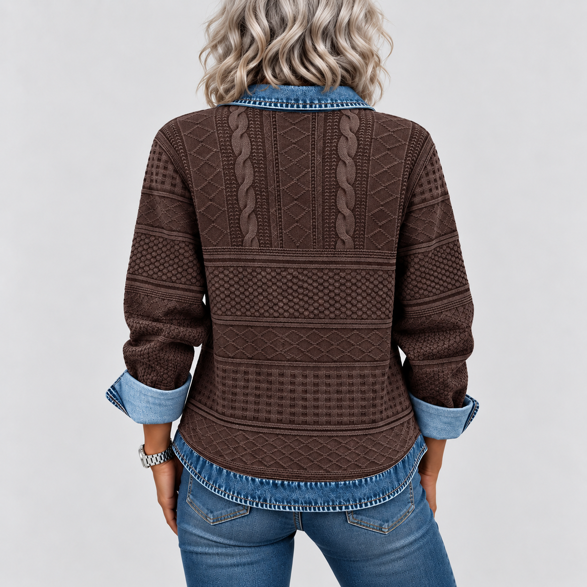 Women's Cable Knit Collared Jumper