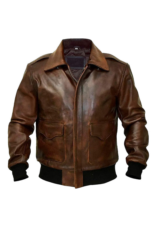 Men's Leather A-2 Bomber Jacket