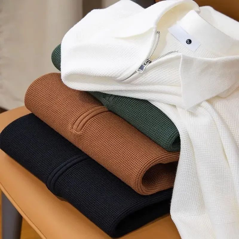 Men's Cotton Knit Half-Zip Polo Sweater