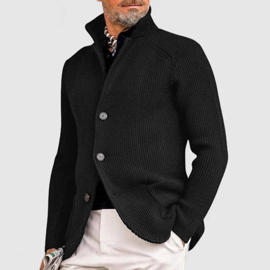 Men's Cotton-Wool Waffle Knit Cardigan