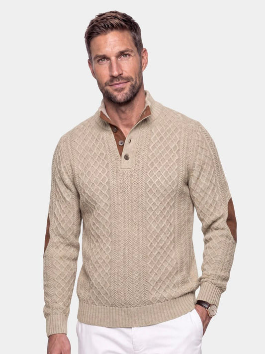 Men's High-Collar Knit Pullover Sweater – Fitted