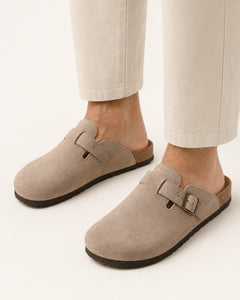 Unisex Genuine Suede Slip-On Flat Casual Clogs