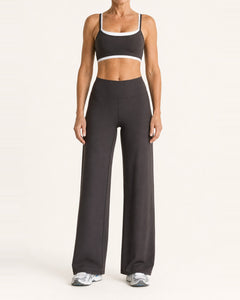 Women's Nylon-Spandex Wide Leg Pants – High-Waist Tummy Control