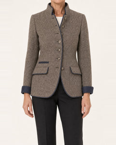 Women's Single-Button Stand-Up Collar Blazer Jacket – Regular Fit