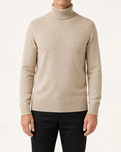 Unisex Cashmere-Blend Ribbed Turtleneck Sweater – Tailored Fit