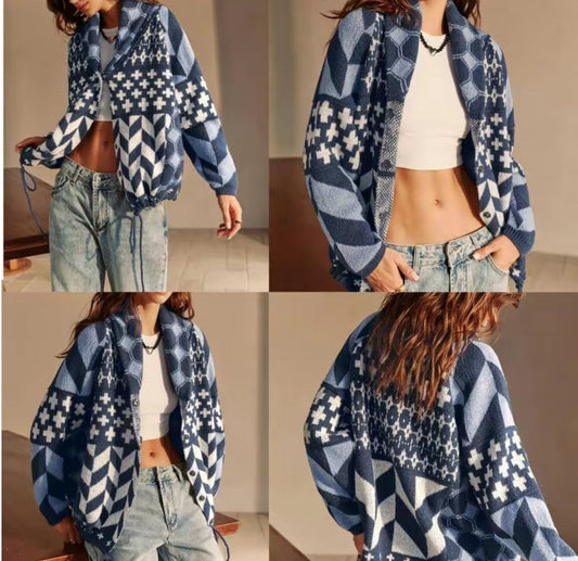 Women's Geometric Knit Cardigan