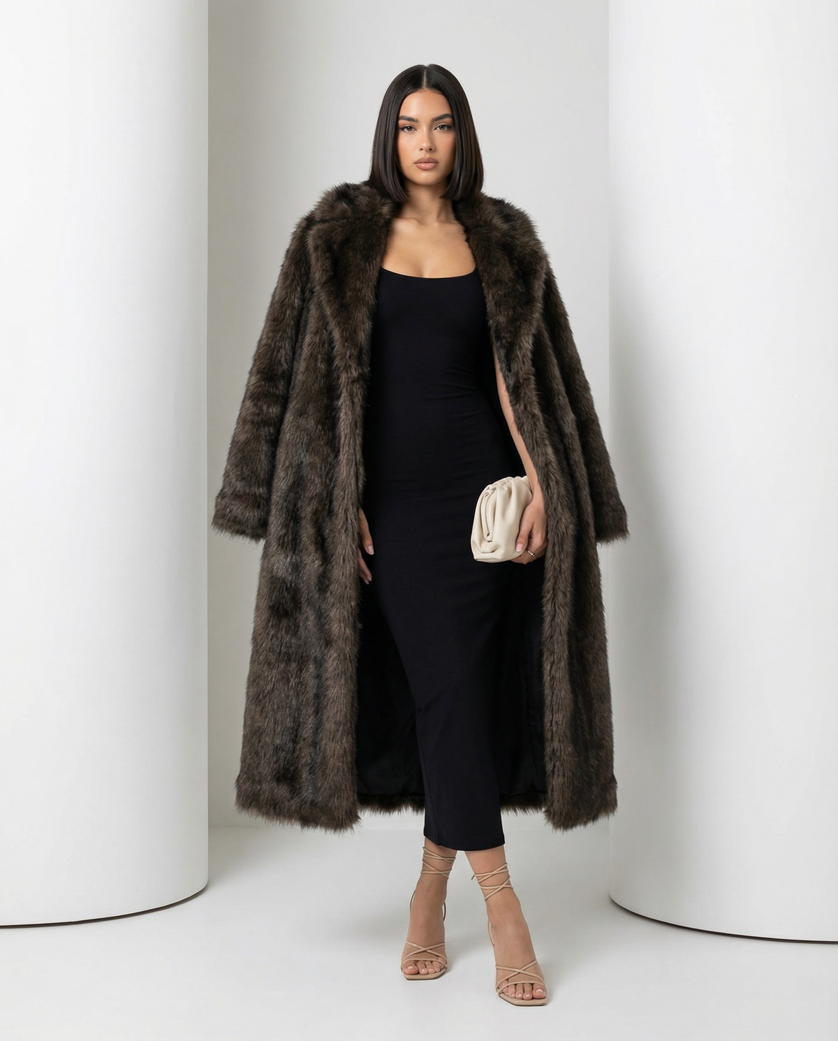 Women's Vegan Fur Longline Coat