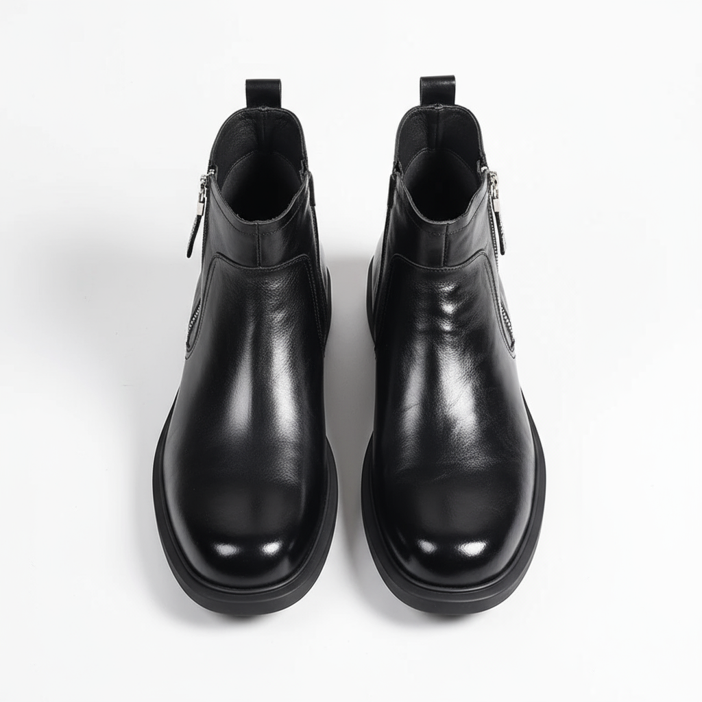 Men's Leather Side-Zip Dress Boots