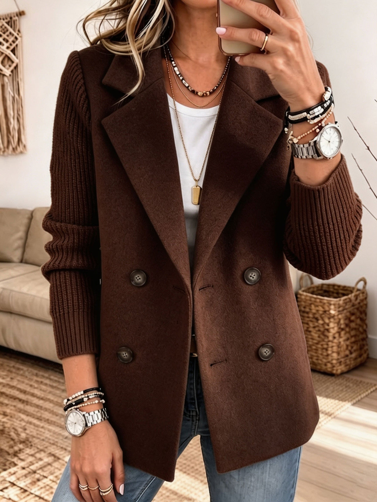 Women's Wool-Blend Double-Breasted Blazer