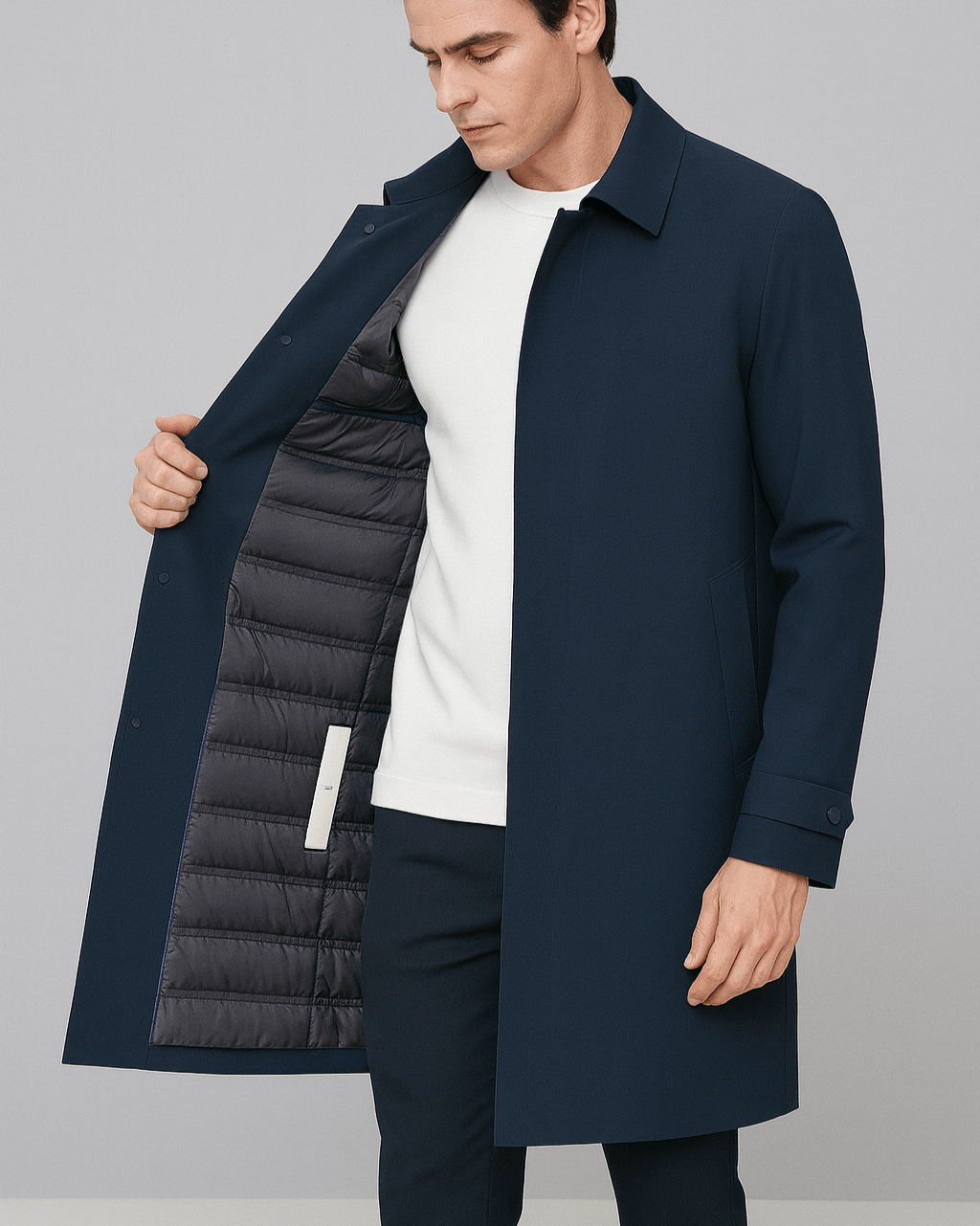 Men's Water-Resistant Down Trench Coat