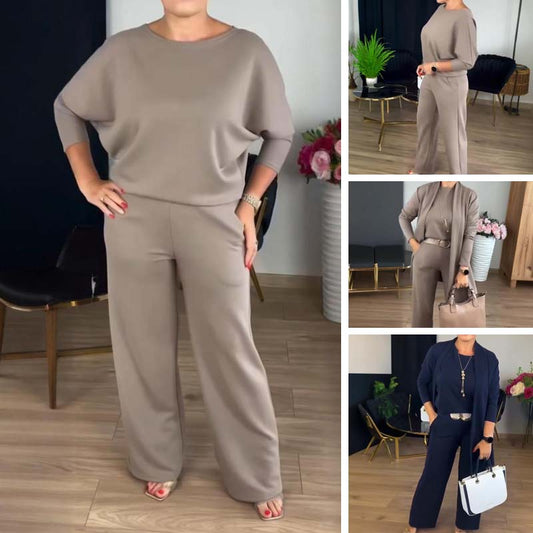 Women's Longline Cardigan, Top & Pants Set