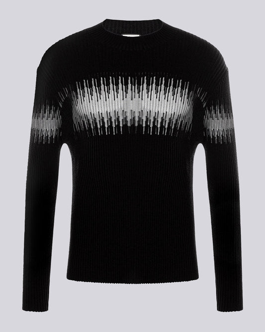 Men's Ribbed Sheer-Panel Sweater
