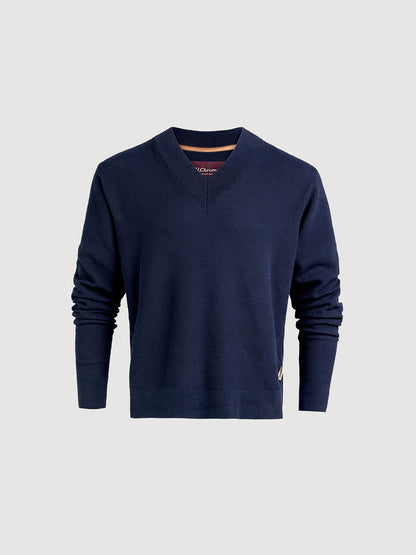 Men's Cashmere-Cotton V-Neck Sweater