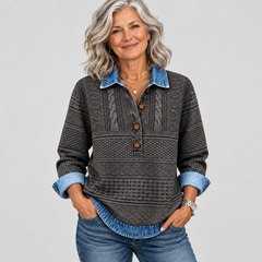 Women's Cable Knit Collared Jumper – Button Neckline