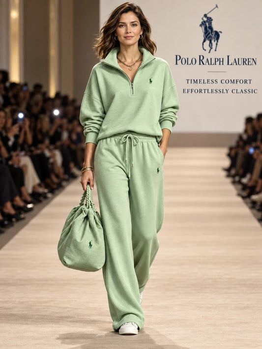 Women's Three-Piece Half-Zip Pullover, Wide-Leg Pants & Bag Set