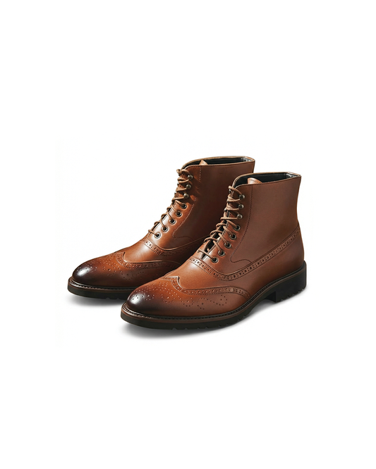 Men's Full-Grain Leather Brogue Boots
