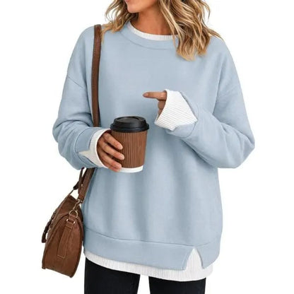 Women's Ribbed-Panel Layered-Look Sweatshirt
