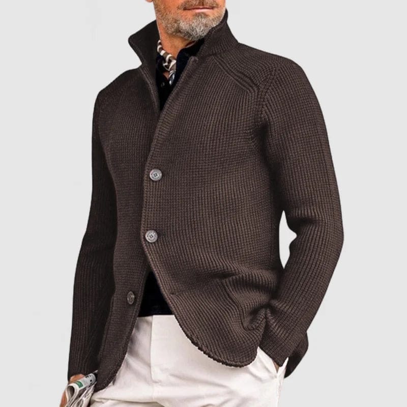Men's Cotton-Wool Waffle Knit Cardigan