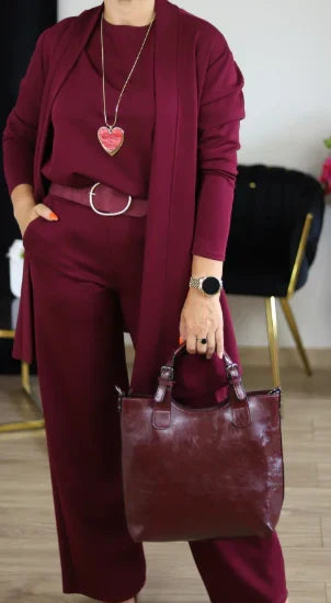 Women's Longline Cardigan, Top & Pants Set