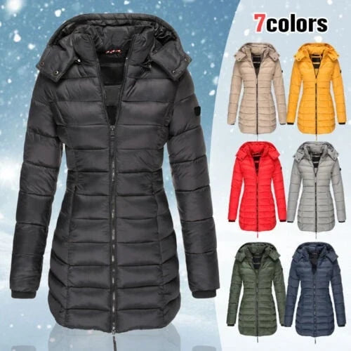 Unisex Padded Mid-Length Hooded Jacket