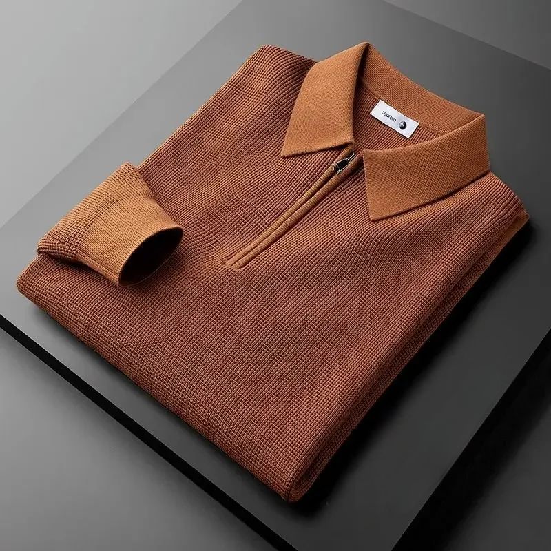 Men's Cotton Knit Half-Zip Polo Sweater