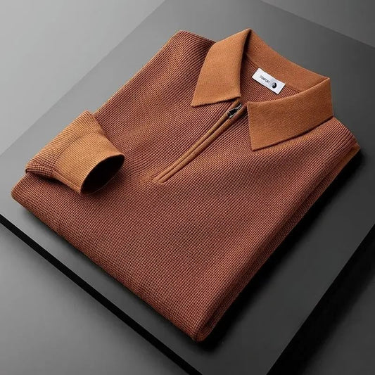 Men's Cotton Knit Half-Zip Polo Sweater