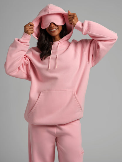 Unisex Fleece Travel Hoodie With Eye Mask