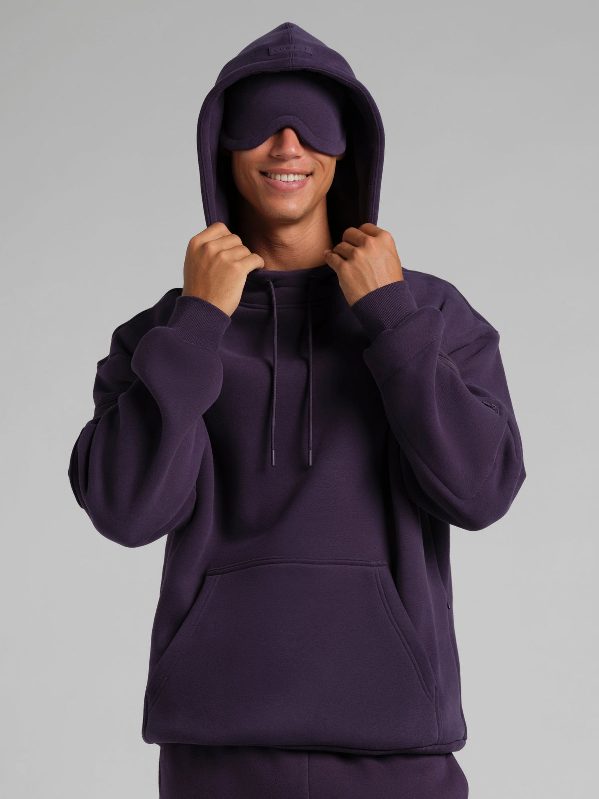 Unisex Fleece Travel Hoodie With Eye Mask