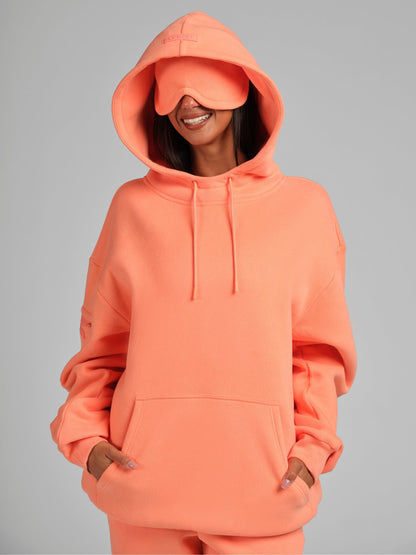 Unisex Fleece Travel Hoodie With Eye Mask
