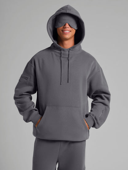 Unisex Fleece Travel Hoodie With Eye Mask