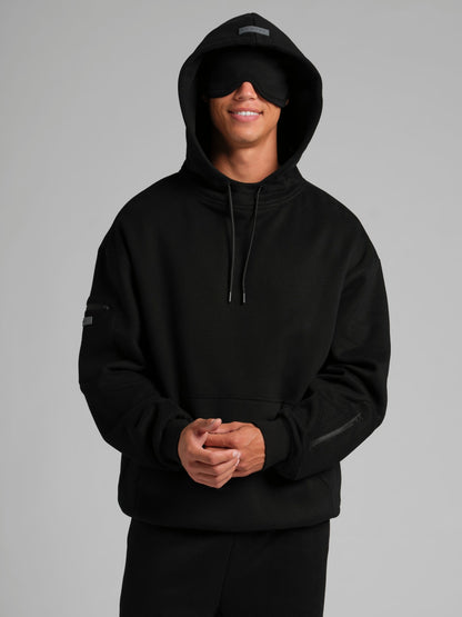 Unisex Fleece Travel Hoodie With Eye Mask