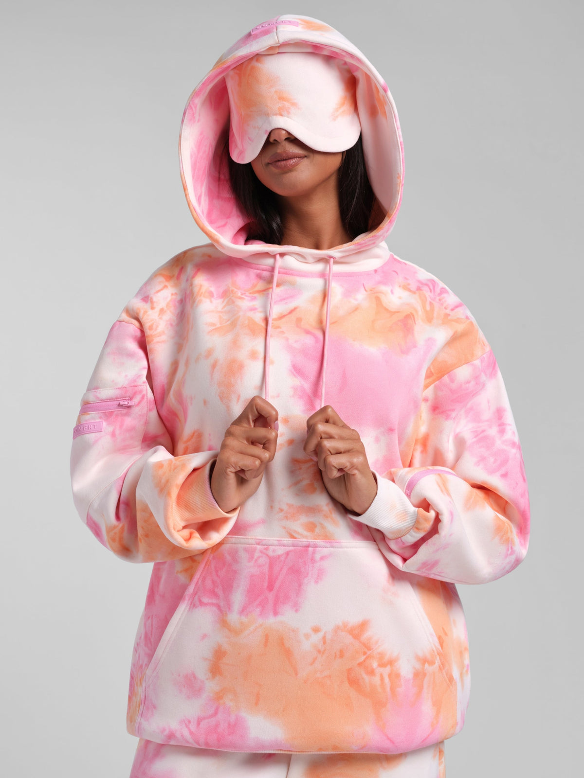 Unisex Fleece Travel Hoodie With Eye Mask
