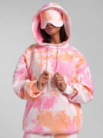 Unisex Fleece Travel Hoodie With Eye Mask