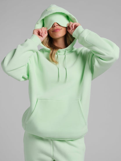 Unisex Fleece Travel Hoodie With Eye Mask