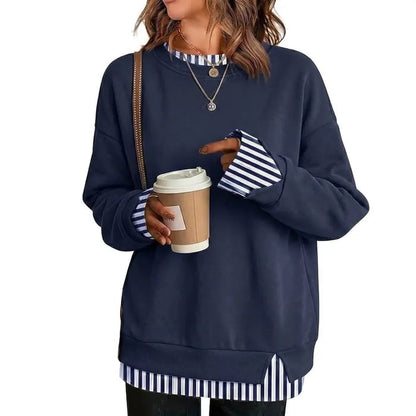 Women's Ribbed-Panel Layered-Look Sweatshirt