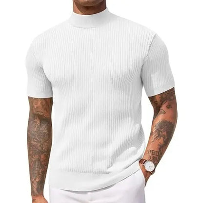 Men's Mock Turtleneck Short Sleeve Sweater