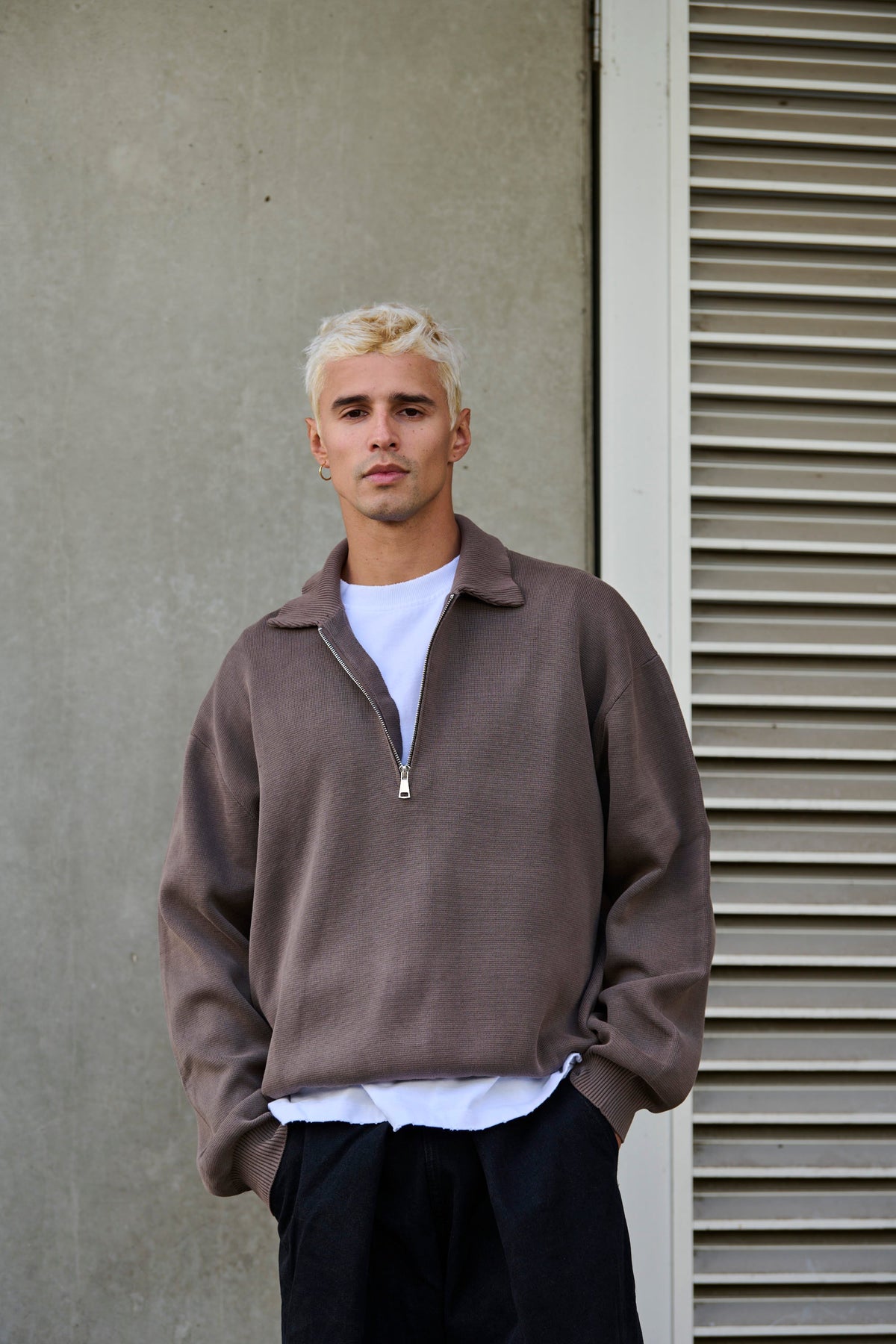 Men's Cotton Half-Zip Knit Cardigan