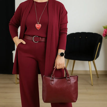 Women's Longline Cardigan, Top & Pants Set