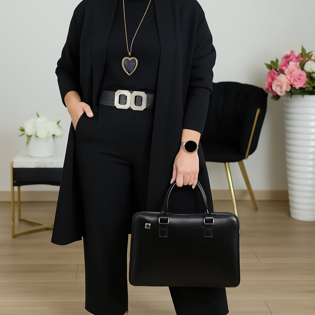 Women's Longline Cardigan, Top & Pants Set