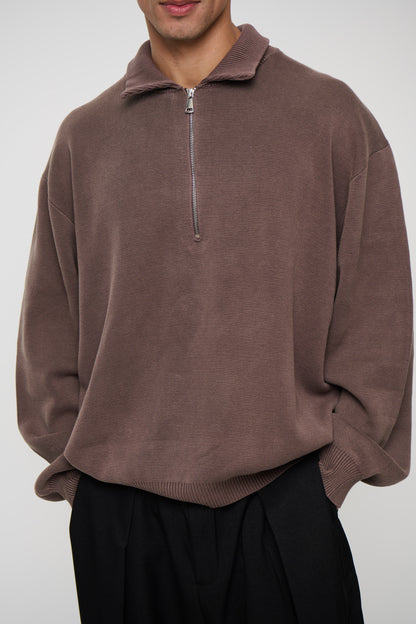 Men's Cotton Half-Zip Knit Cardigan