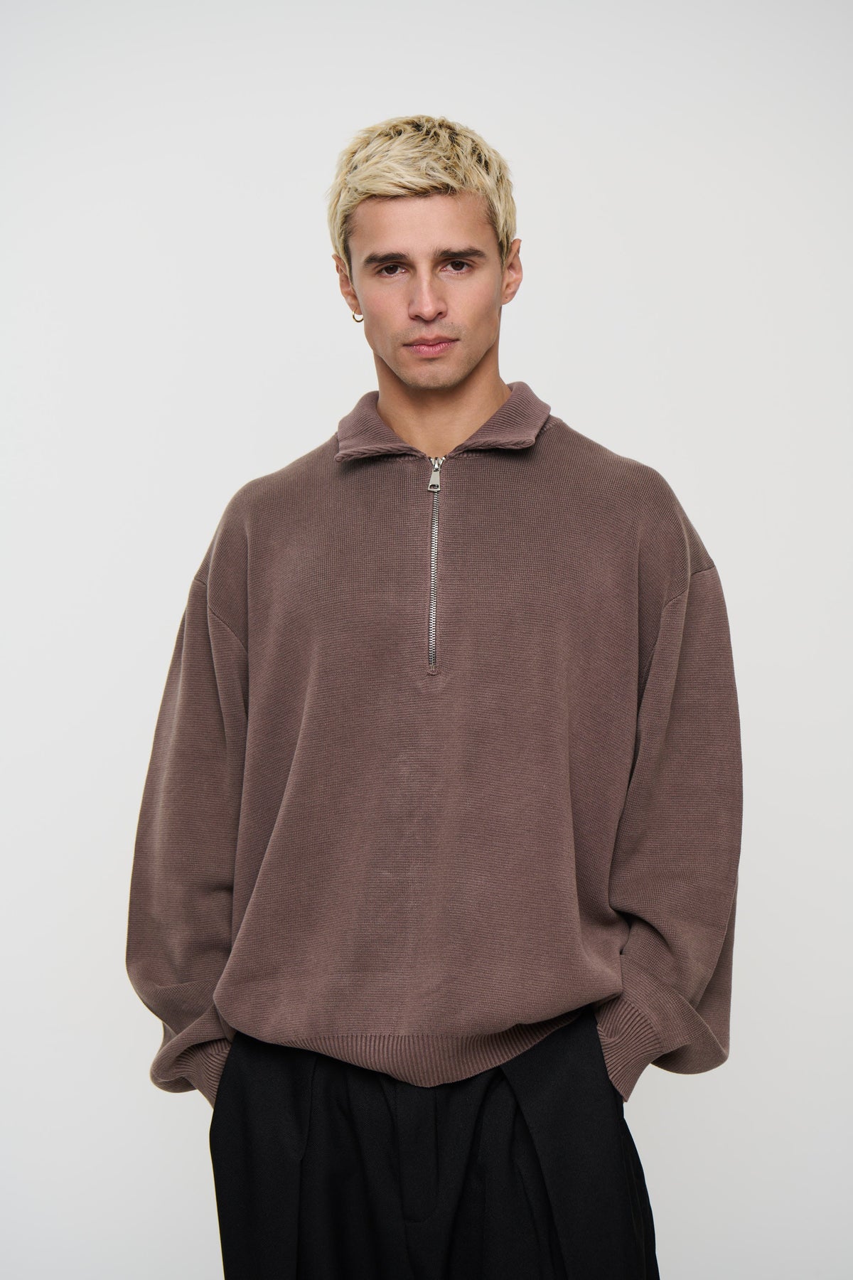 Men's Cotton Half-Zip Knit Cardigan