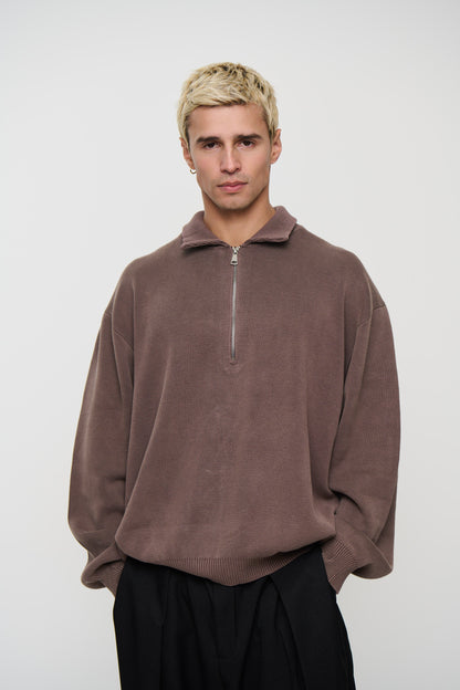 Men's Cotton Half-Zip Knit Cardigan