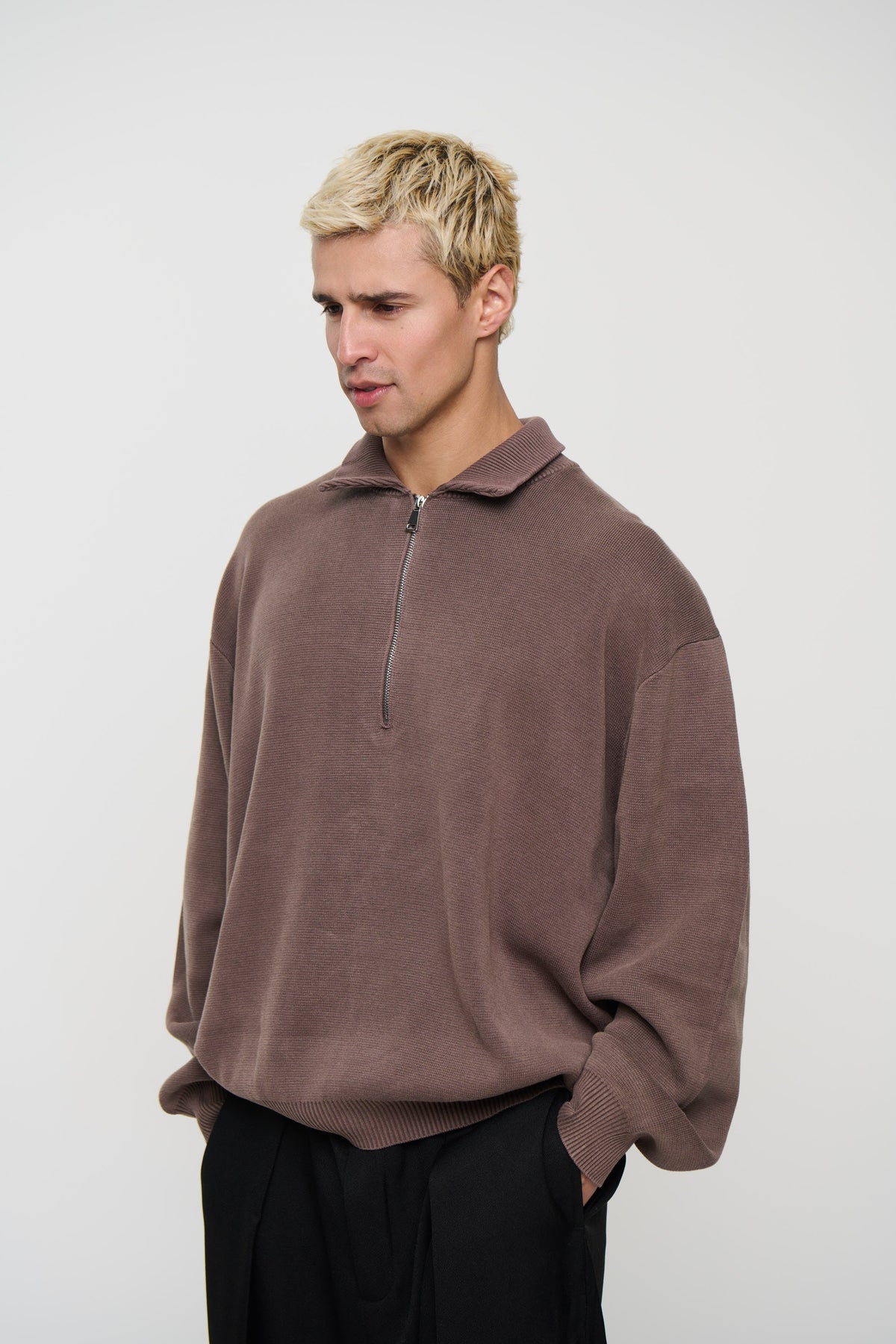 Men's Cotton Half-Zip Knit Cardigan
