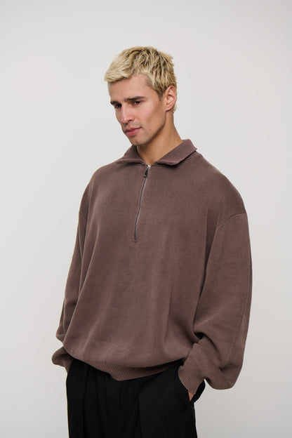Men's Cotton Half-Zip Knit Cardigan