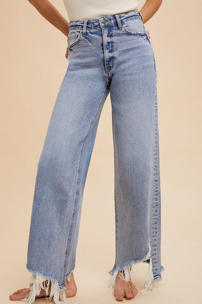 Women's Distressed High-Rise Straight-Leg Jeans