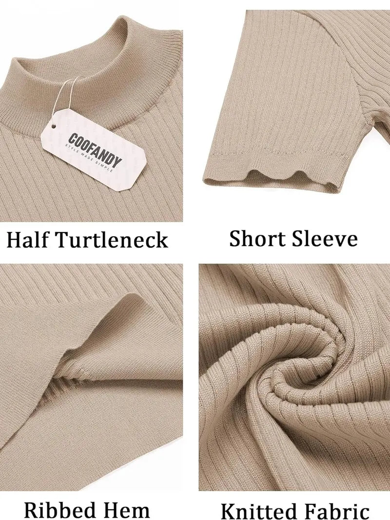 Men's Mock Turtleneck Short Sleeve Sweater