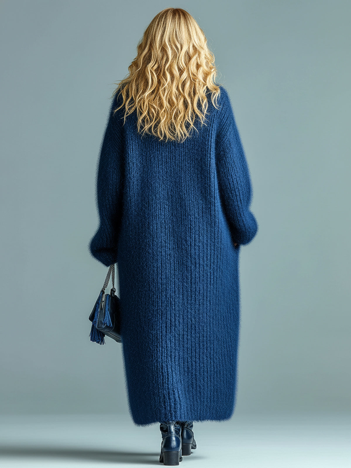 Women's Fuzzy Knit Oversized Longline Cardigan