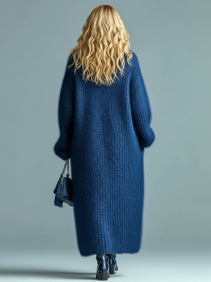 Women's Fuzzy Knit Oversized Longline Cardigan
